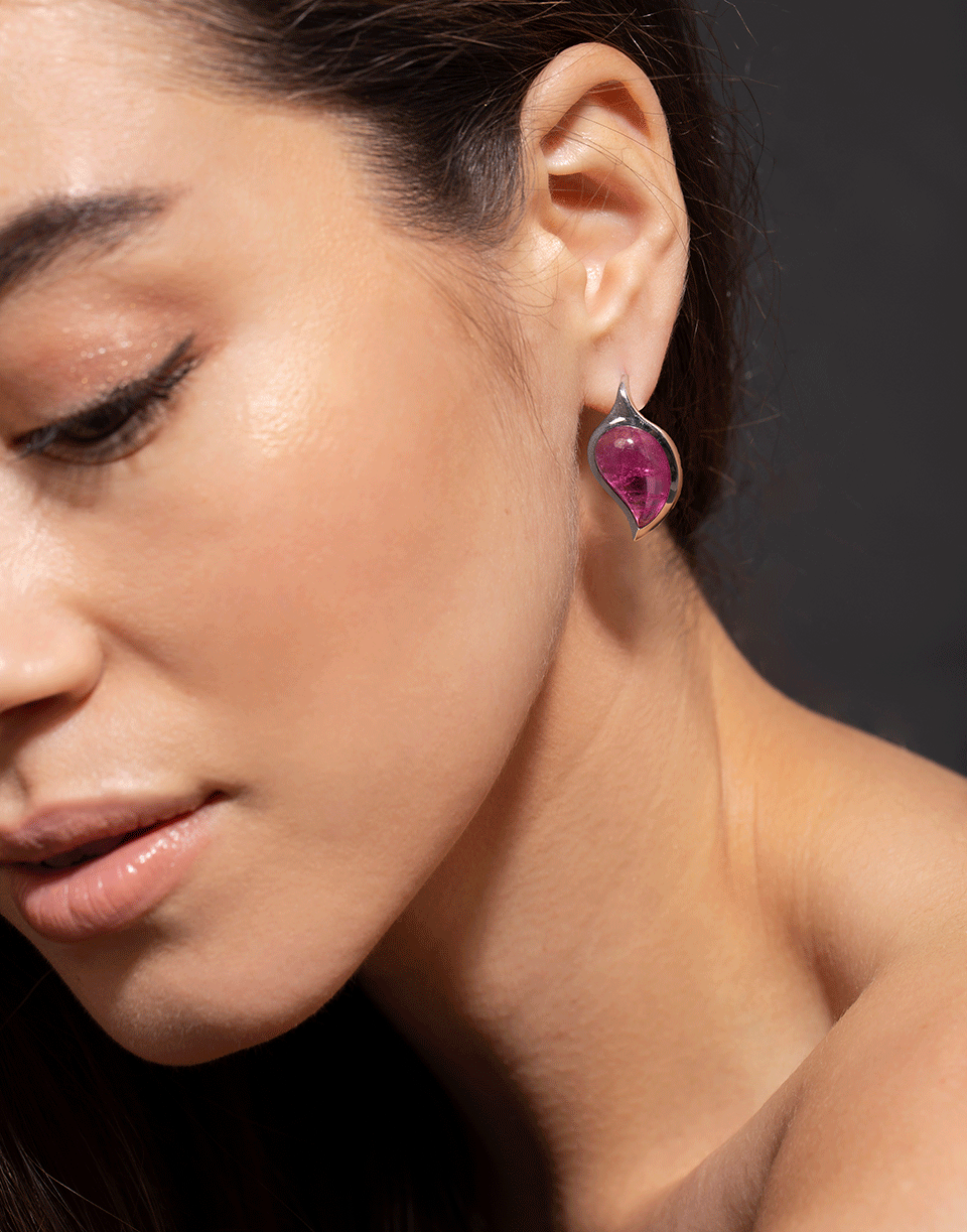 TAMARA COMOLLI-Large Pink Tourmaline Drop Earrings-WHITE GOLD