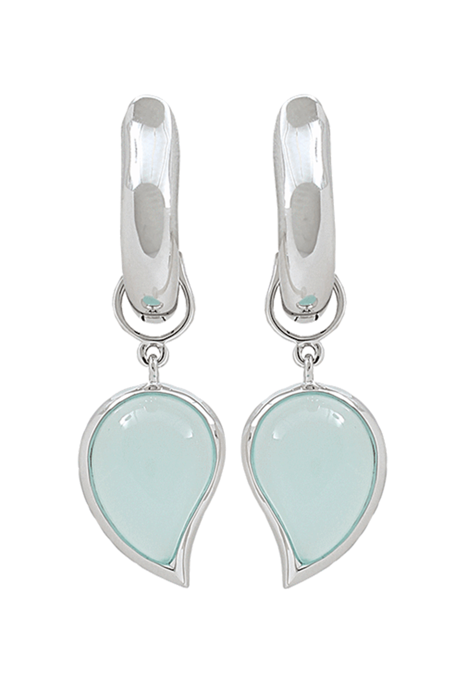 TAMARA COMOLLI-Medium Drop Hoop Earrings-WHITE GOLD