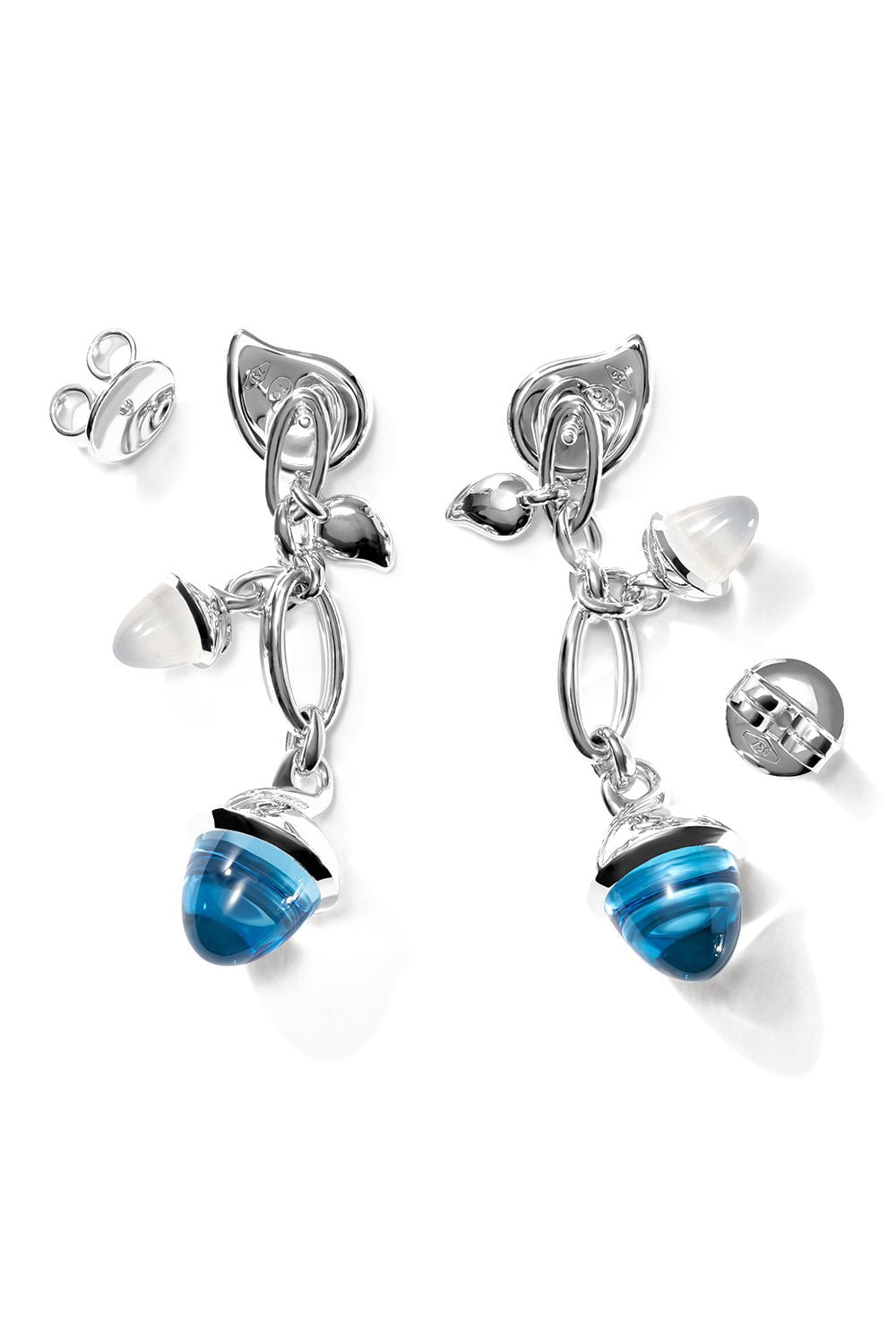 TAMARA COMOLLI-Ocean Mikado Dangling Acorn Earrings-WHITE GOLD