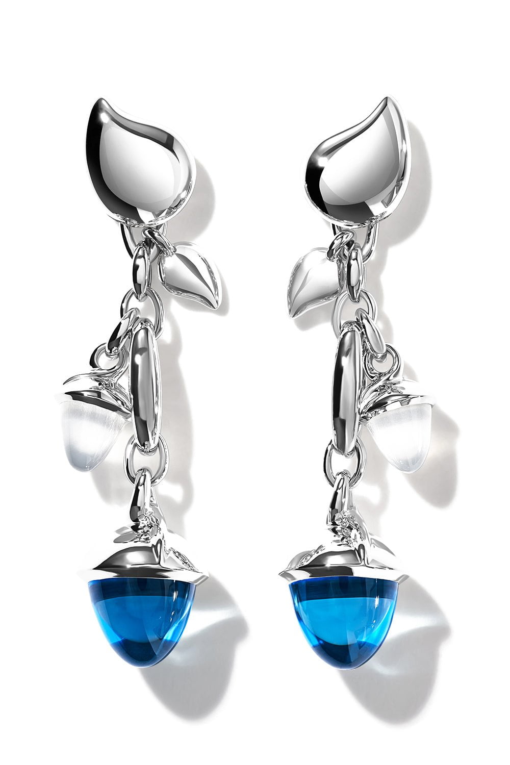 TAMARA COMOLLI-Ocean Mikado Dangling Acorn Earrings-WHITE GOLD