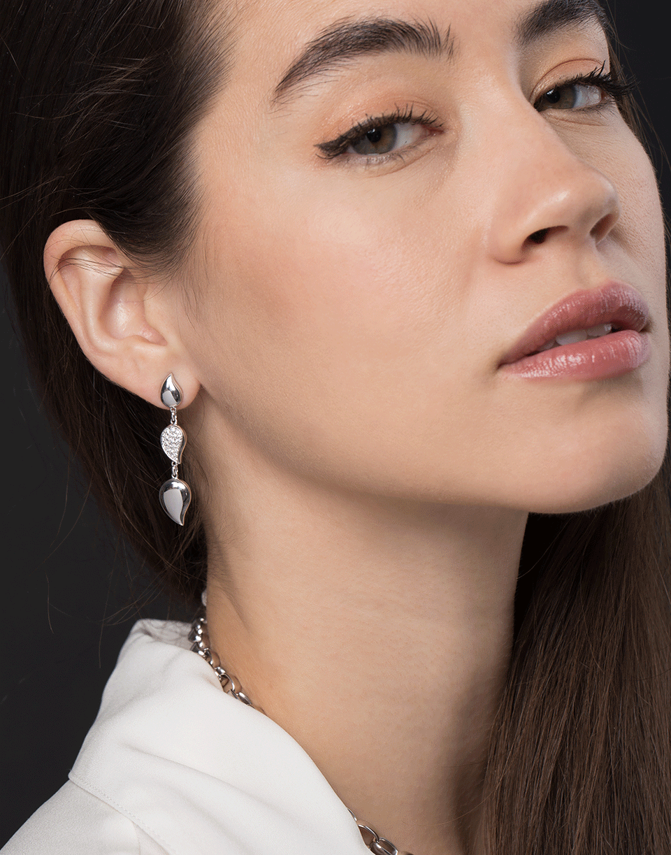 TAMARA COMOLLI-Signature Wave Drop Earrings-WHITE GOLD