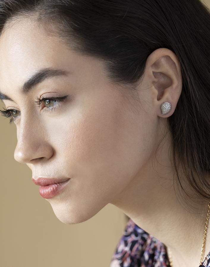 TAMARA COMOLLI-Small Pave Signature Studs-WHITE GOLD