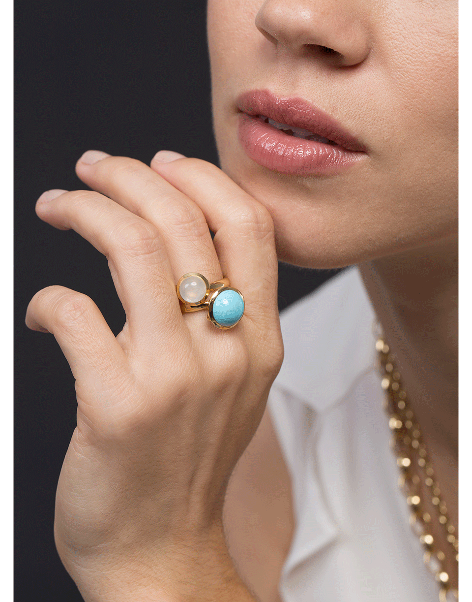 TAMARA COMOLLI-Large Turquoise Bouton Ring-YELLOW GOLD
