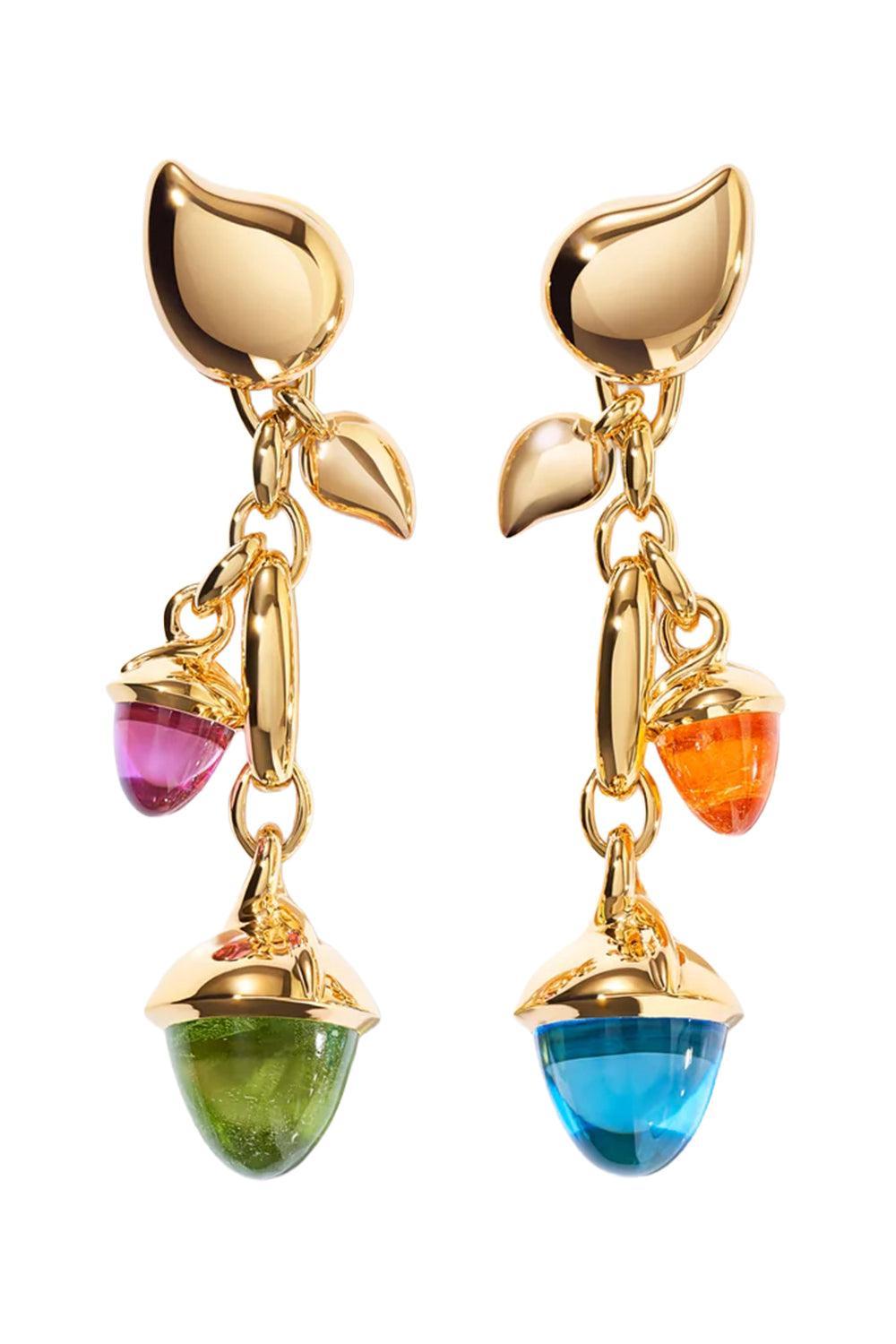 Candy Mikado Two Acorn Dangling Earrings-YELLOW GOLD-JEWELRYFINE JEWELEARRING-TAMARA COMOLLI
