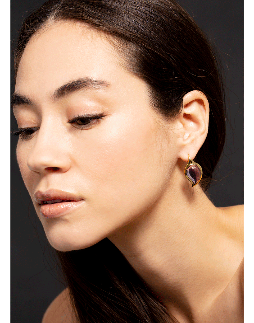 TAMARA COMOLLI-Large Amethyst Drop Earrings-YELLOW GOLD