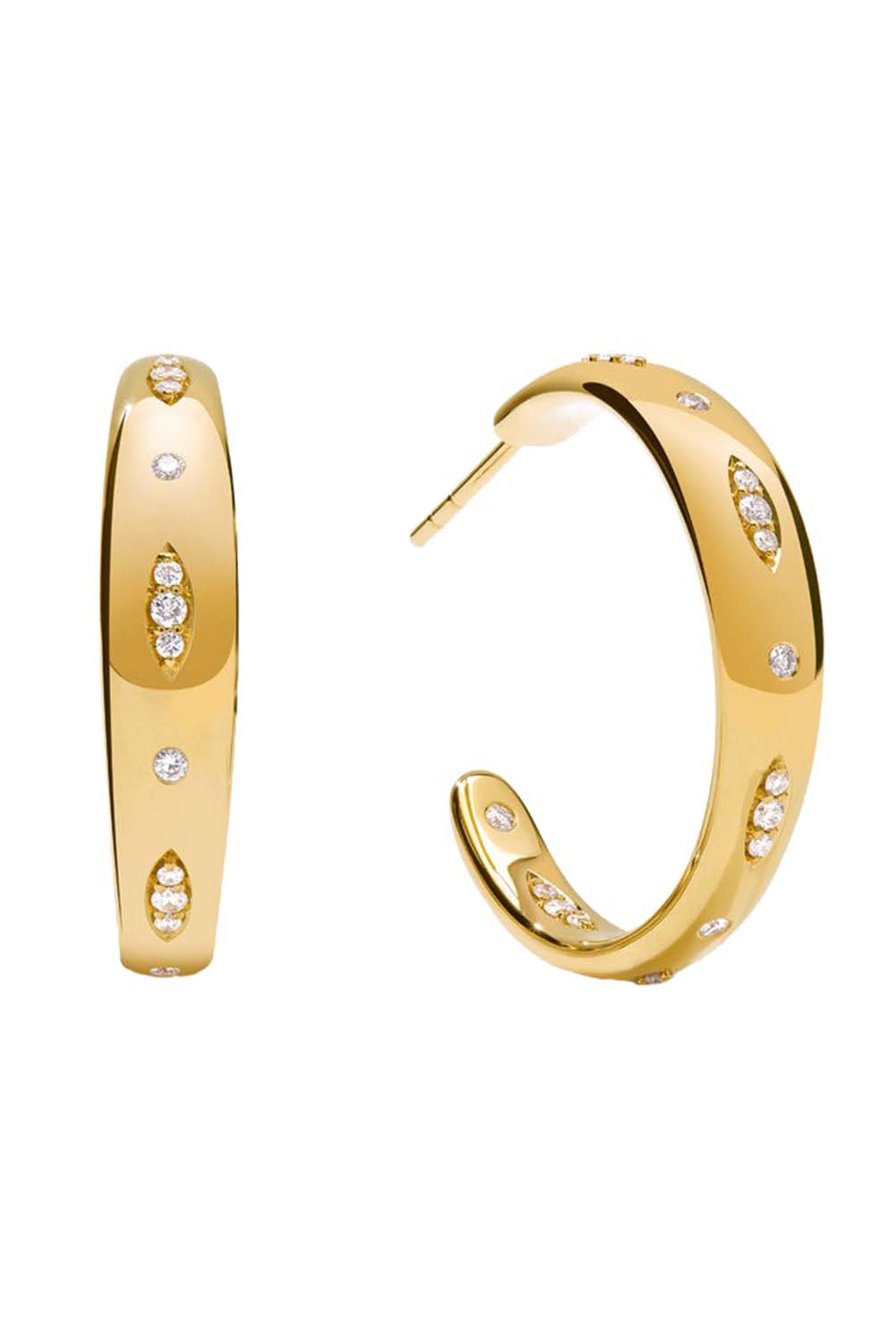 TAMARA COMOLLI-Large Diamond Gypsy Hoop Earrings-YELLOW GOLD