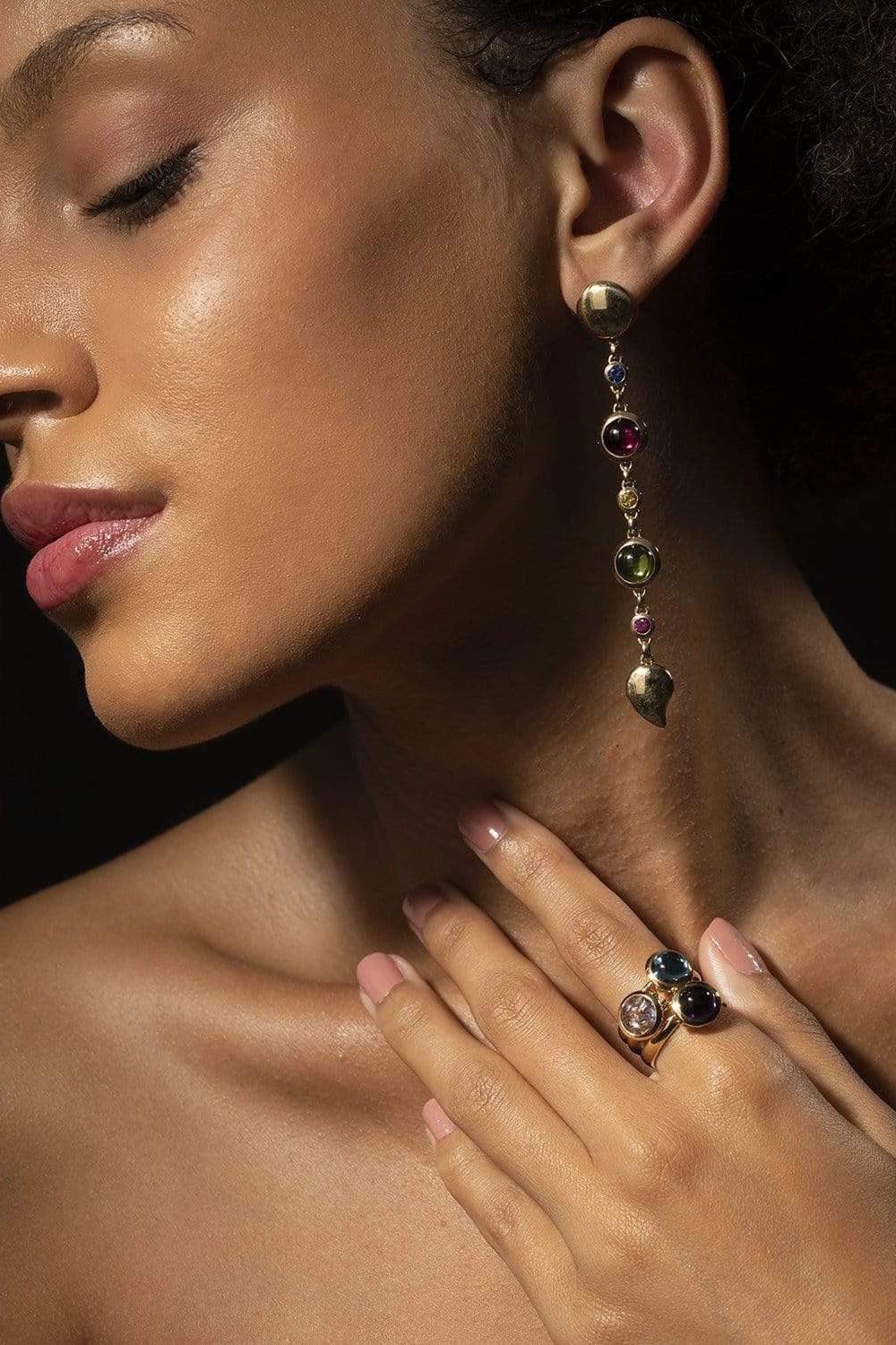 TAMARA COMOLLI-Long Candy Sapphire Bouton Earrings-YELLOW GOLD