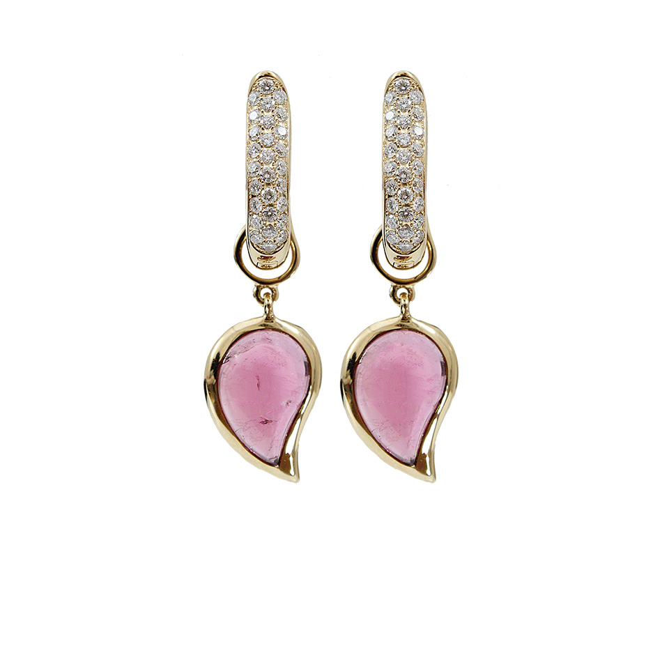 TAMARA COMOLLI-Pink Tourmaline Small Single Drop Earrings-YELLOW GOLD