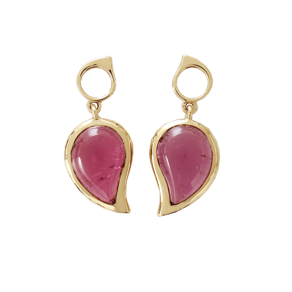 TAMARA COMOLLI-Pink Tourmaline Small Single Drop Earrings-YELLOW GOLD
