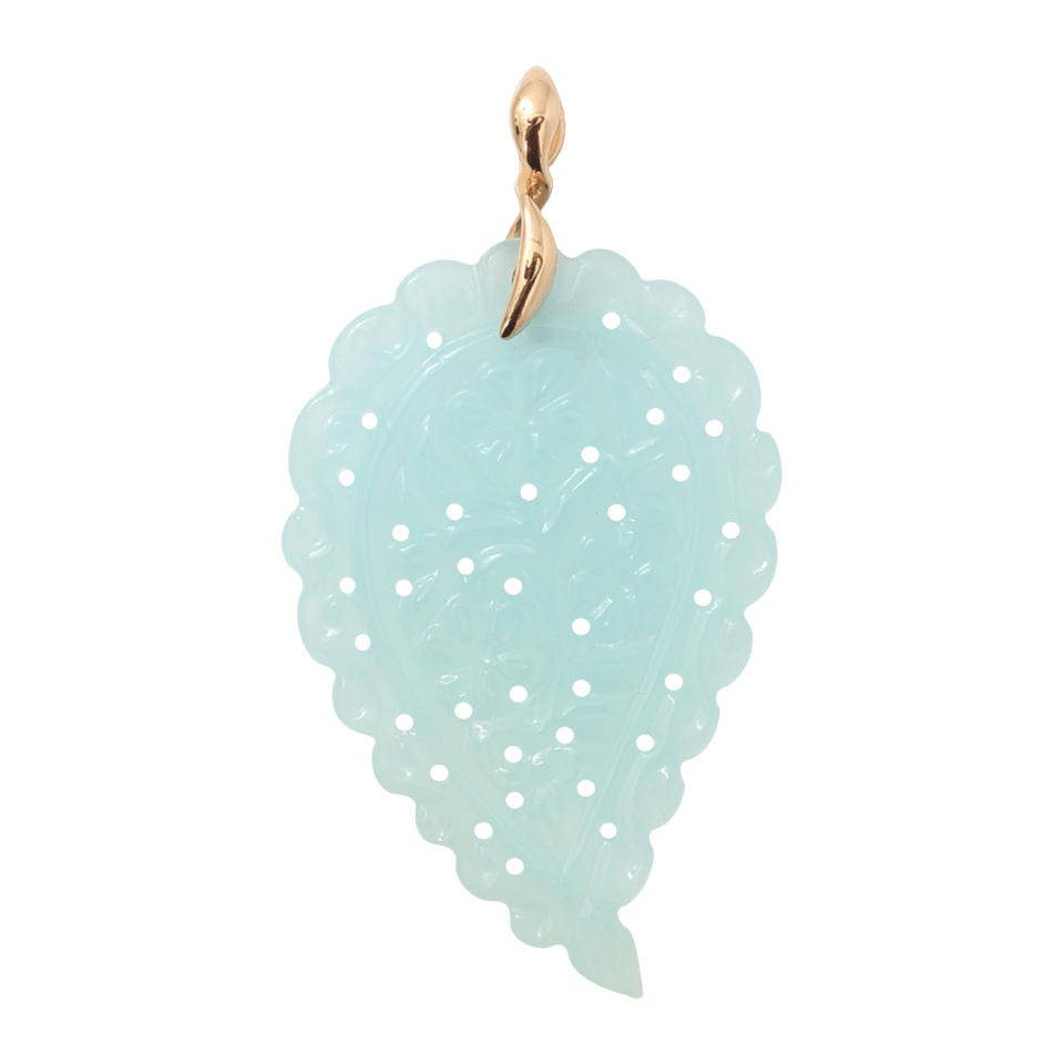 TAMARA COMOLLI-Large Carved Aqua Chalcedony India Pendant-ROSE GOLD