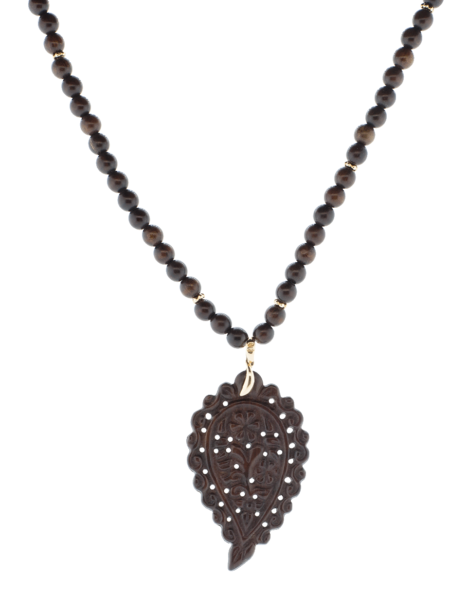 TAMARA COMOLLI-Snake Wood India Leaf Necklace-ROSE GOLD