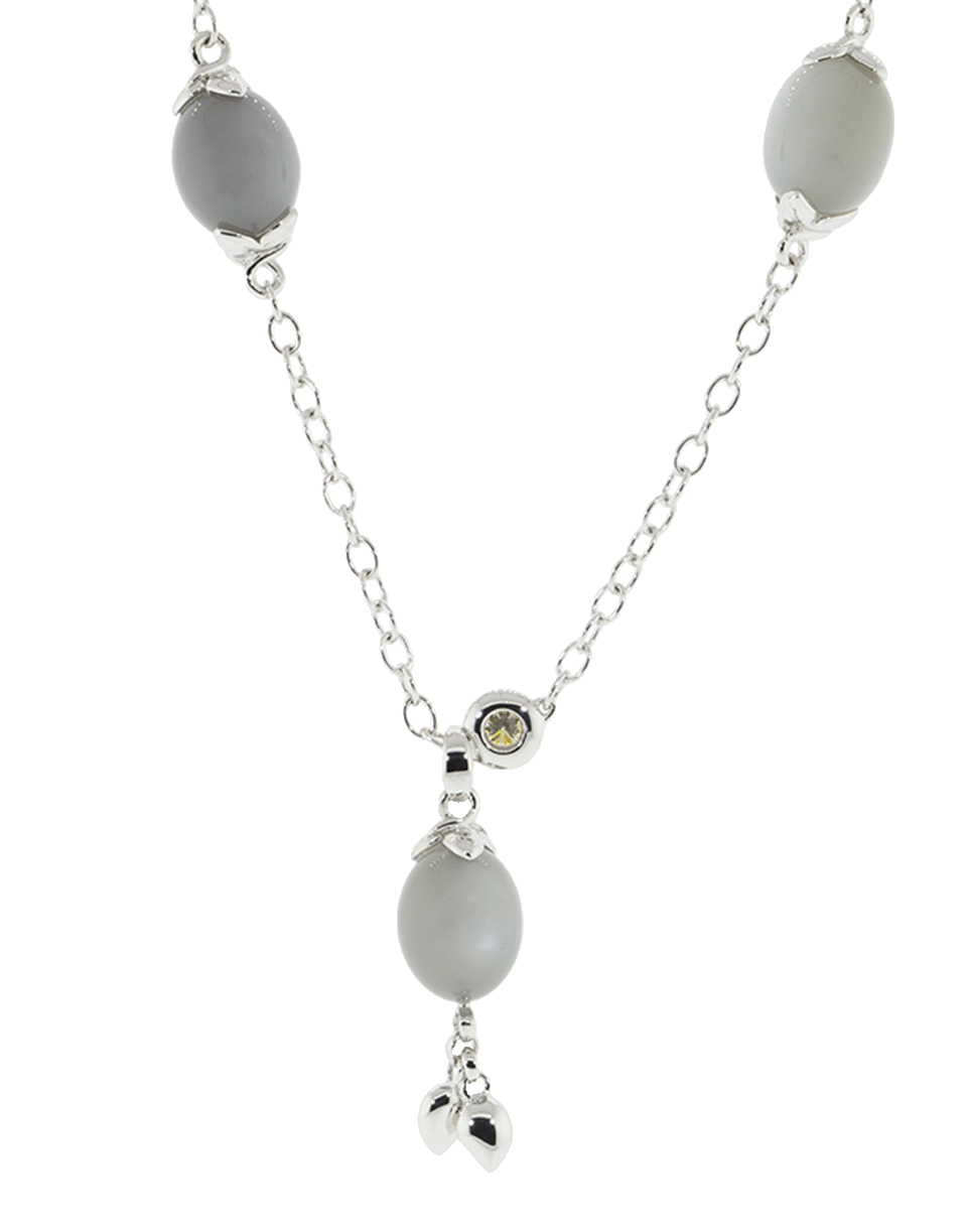 TAMARA COMOLLI-Diamond And Grey Moonstone Coconut Necklace-WHITE GOLD
