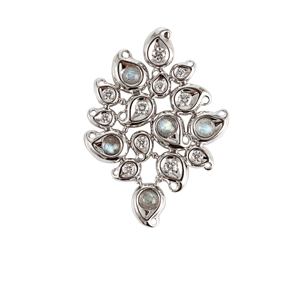 TAMARA COMOLLI-Large Labradorite and Diamond Ornament Pendant-WHT GOLD