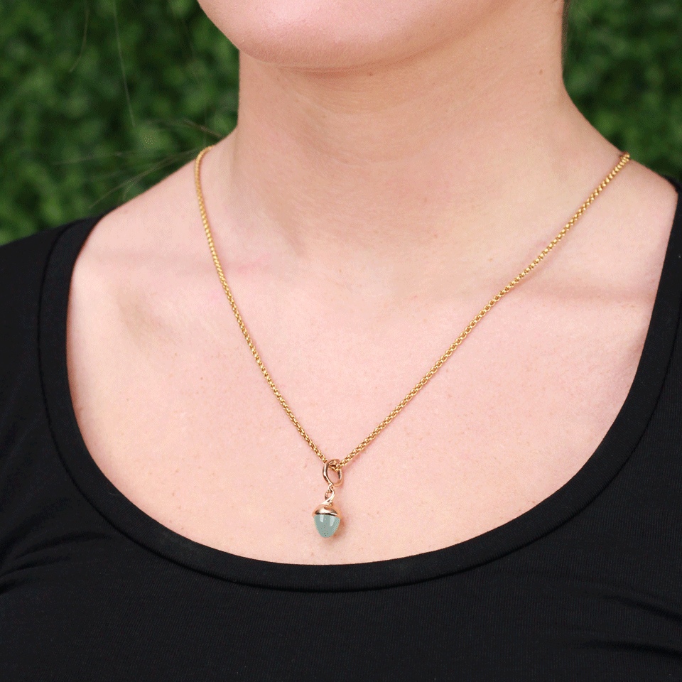 TAMARA COMOLLI-Aqua Chalcedony Mikado Flamenco Pendant-ROSE GOLD