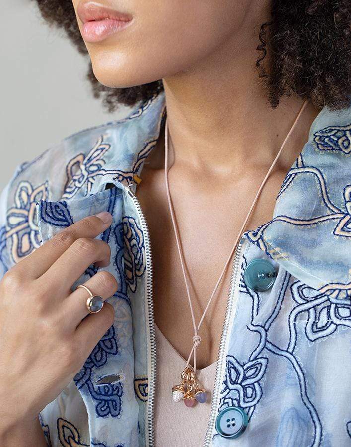 TAMARA COMOLLI-Blue Chalcedony Mikado Flamenco Pendant-ROSE GOLD