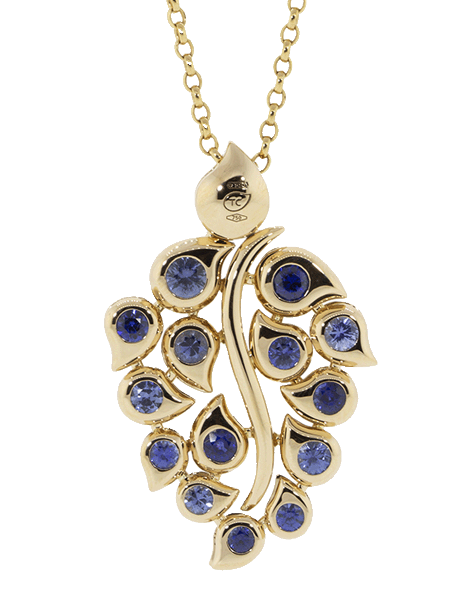 TAMARA COMOLLI-Brilliant Cut Diamond And Blue Sapphire Snowflake Leaf Pendant-ROSE GOLD