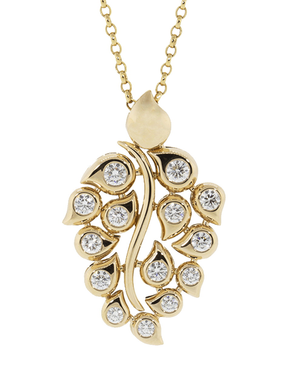 TAMARA COMOLLI-Brilliant Cut Diamond And Blue Sapphire Snowflake Leaf Pendant-ROSE GOLD