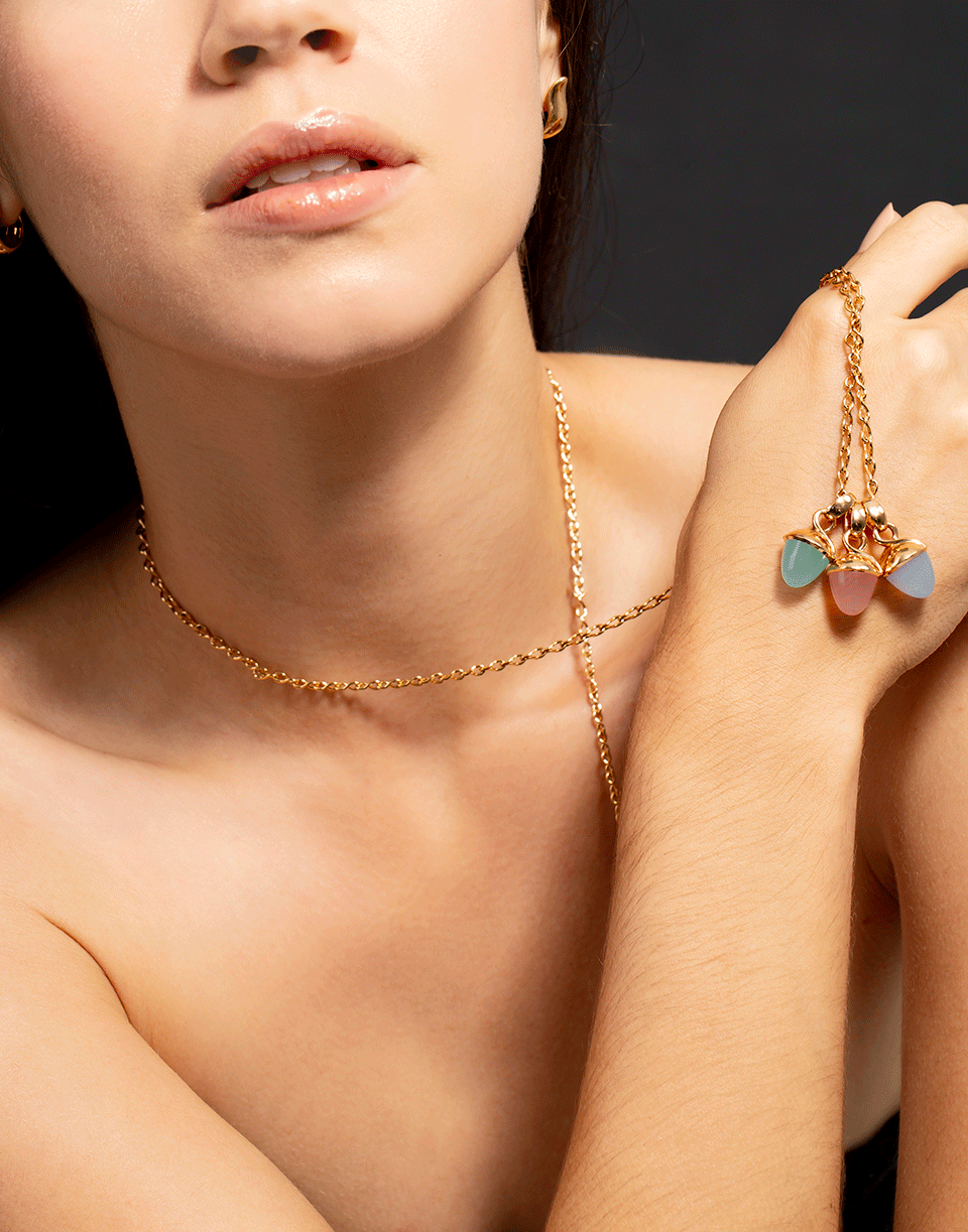 TAMARA COMOLLI-Extra Large Aqua Chalcedony Mikado Bouquet Pendant-ROSE GOLD