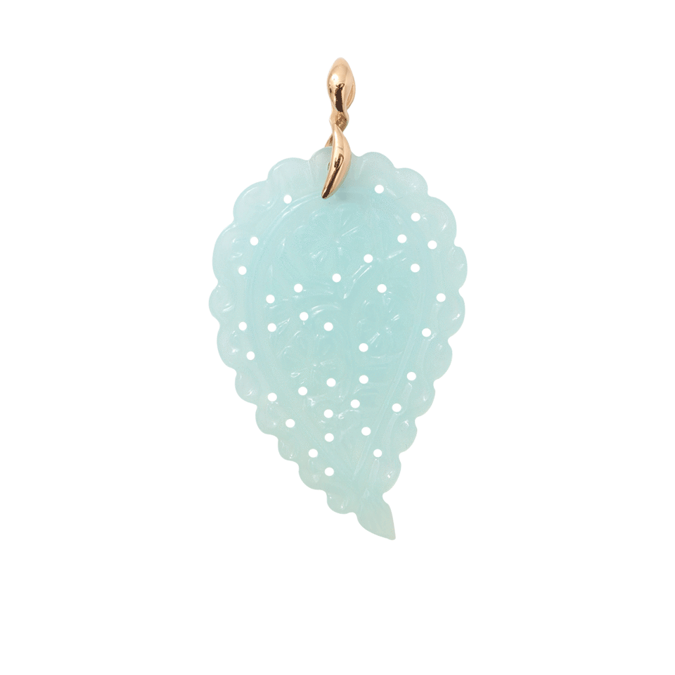 TAMARA COMOLLI-Large Aqua Chalcedony Carved India Pendant-ROSE GOLD