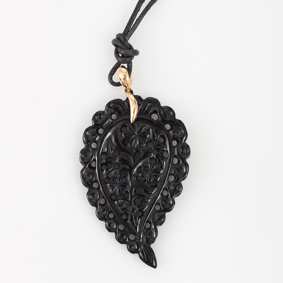 TAMARA COMOLLI-Large Black Onyx India Pendant-ROSE GOLD