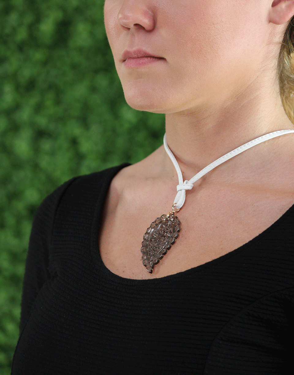 TAMARA COMOLLI-Large Smoky Quartz Carved India Pendant-ROSE GOLD