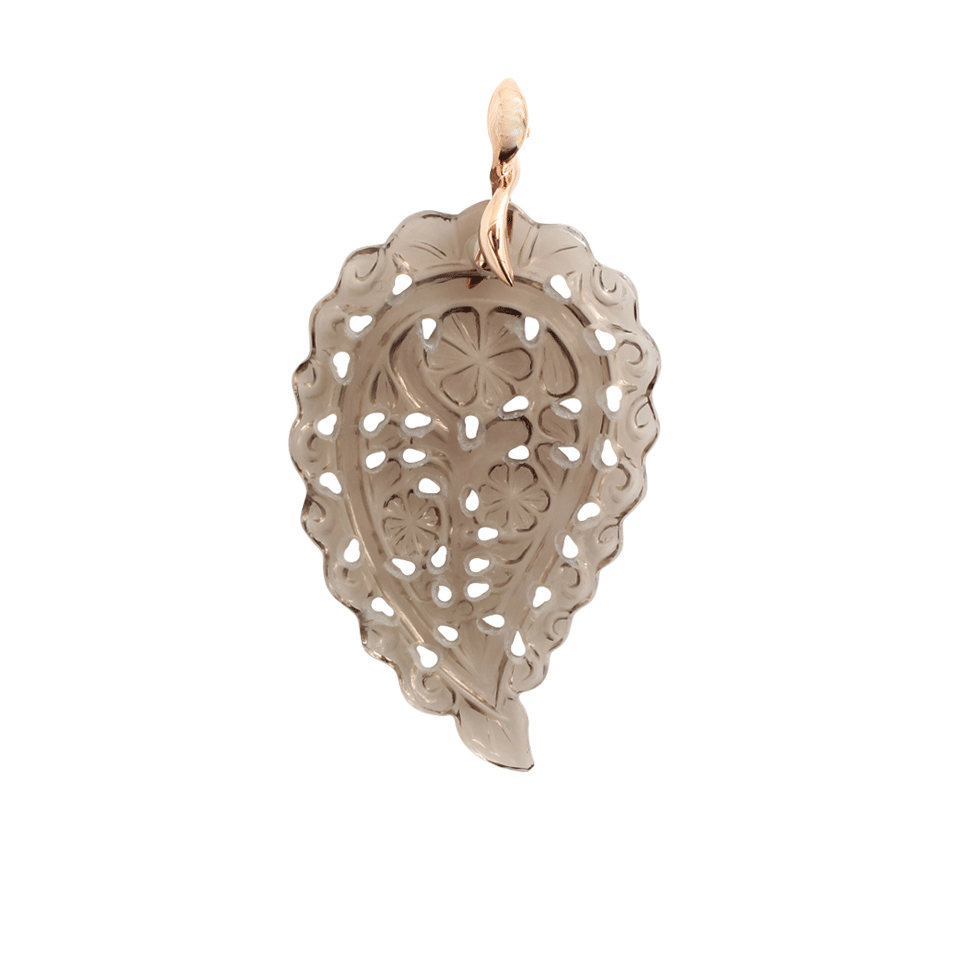 TAMARA COMOLLI-Large Smoky Quartz Carved India Pendant-ROSE GOLD