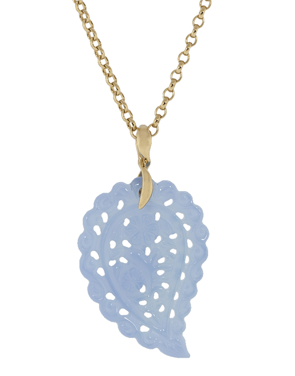 TAMARA COMOLLI-Medium Carved Denim Chalcedony India Pendant-ROSE GOLD