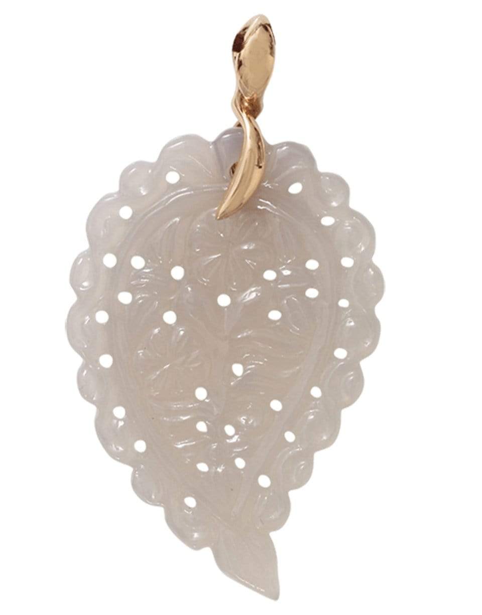 TAMARA COMOLLI-Medium Grey Chalcedony Carved India Pendant-ROSE GOLD