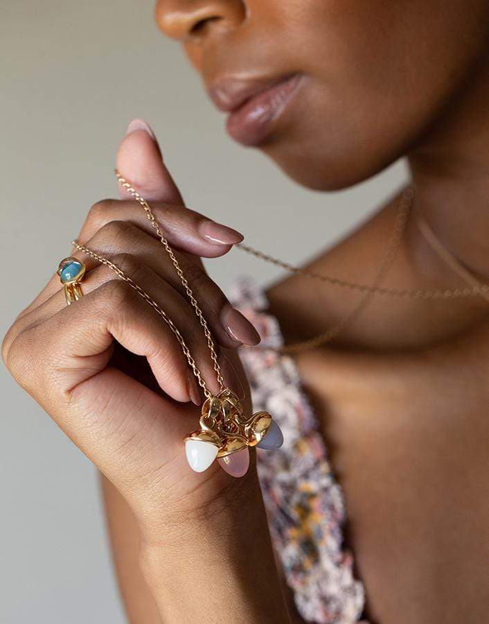 TAMARA COMOLLI-Pink Chalcedony Mikado Bouquet Pendant - Rose Gold-ROSE GOLD