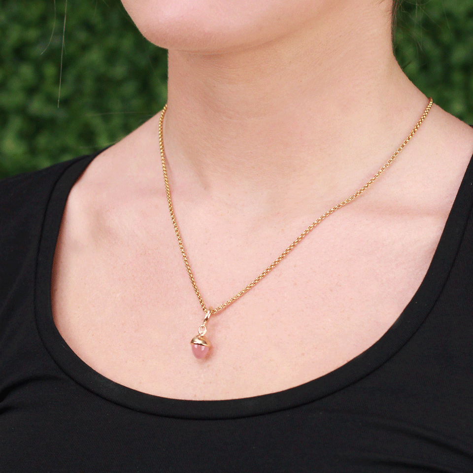 TAMARA COMOLLI-Pink Chalcedony Mikado Flamenco Pendant-ROSE GOLD