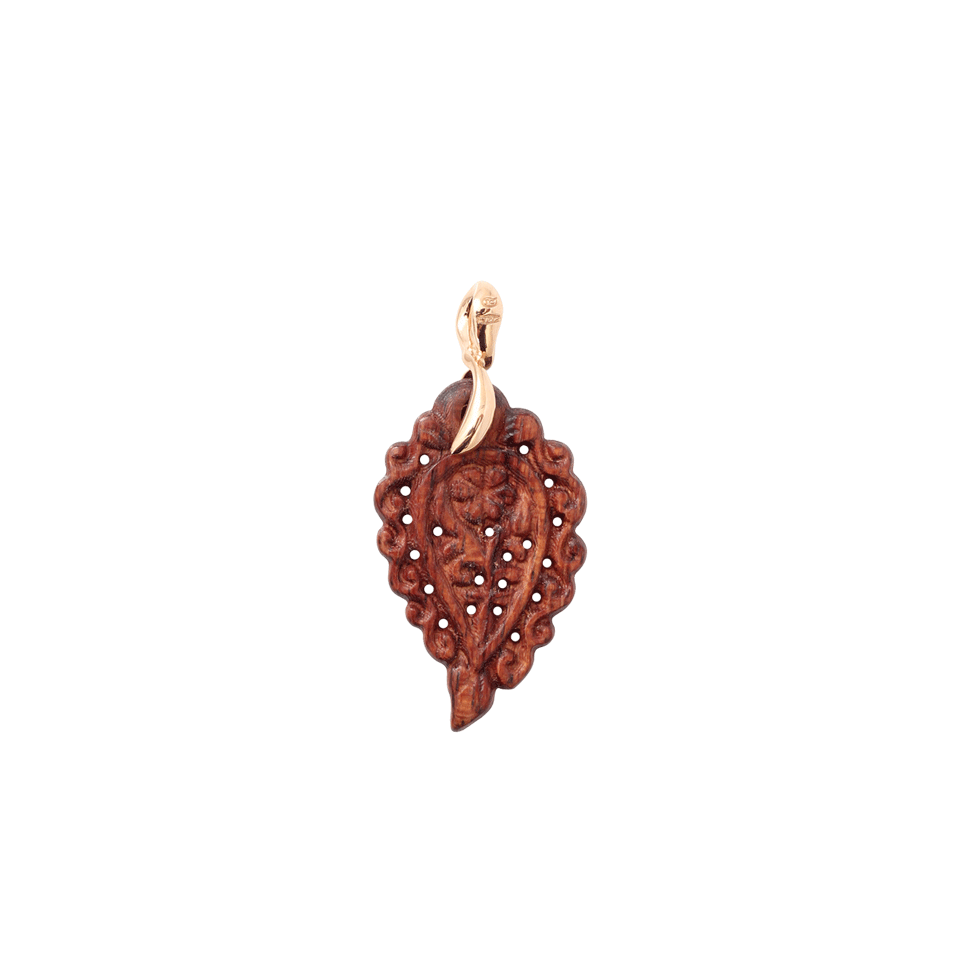 TAMARA COMOLLI-Small Carved Bubinga Wood India Pendant-ROSE GOLD