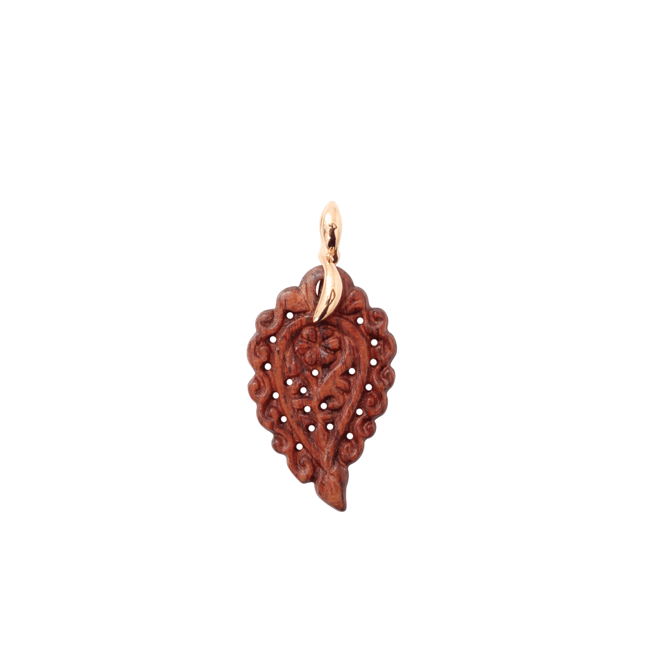 TAMARA COMOLLI-Small Carved Bubinga Wood India Pendant-ROSE GOLD
