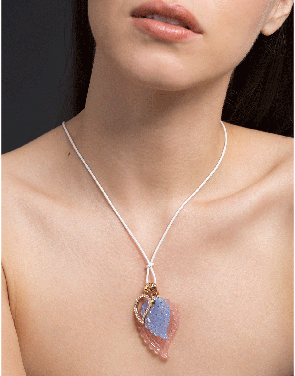TAMARA COMOLLI-Small Carved Denim Chalcedony India Pendant-ROSE GOLD