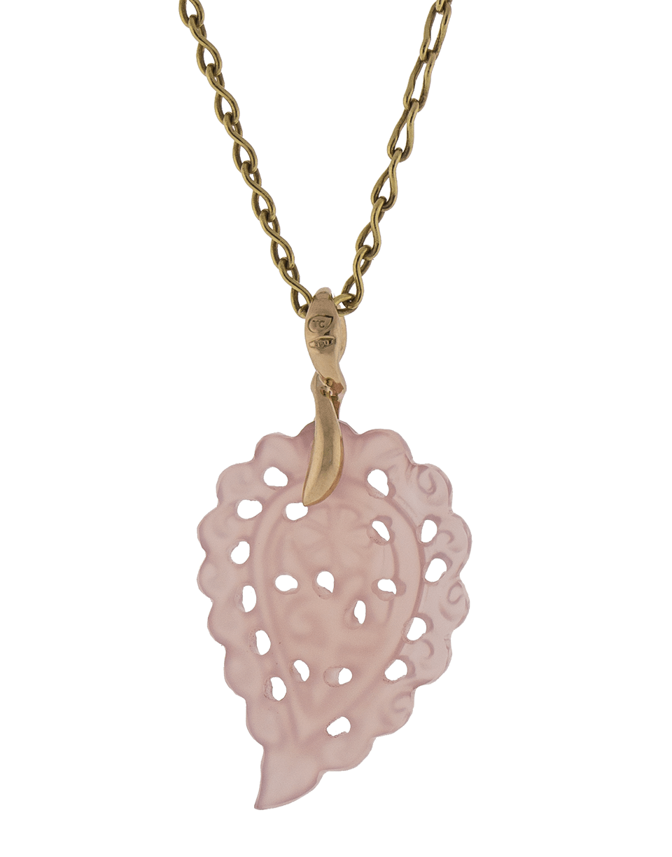 TAMARA COMOLLI-Small Carved Rose Chalcedony India Pendant-ROSE GOLD