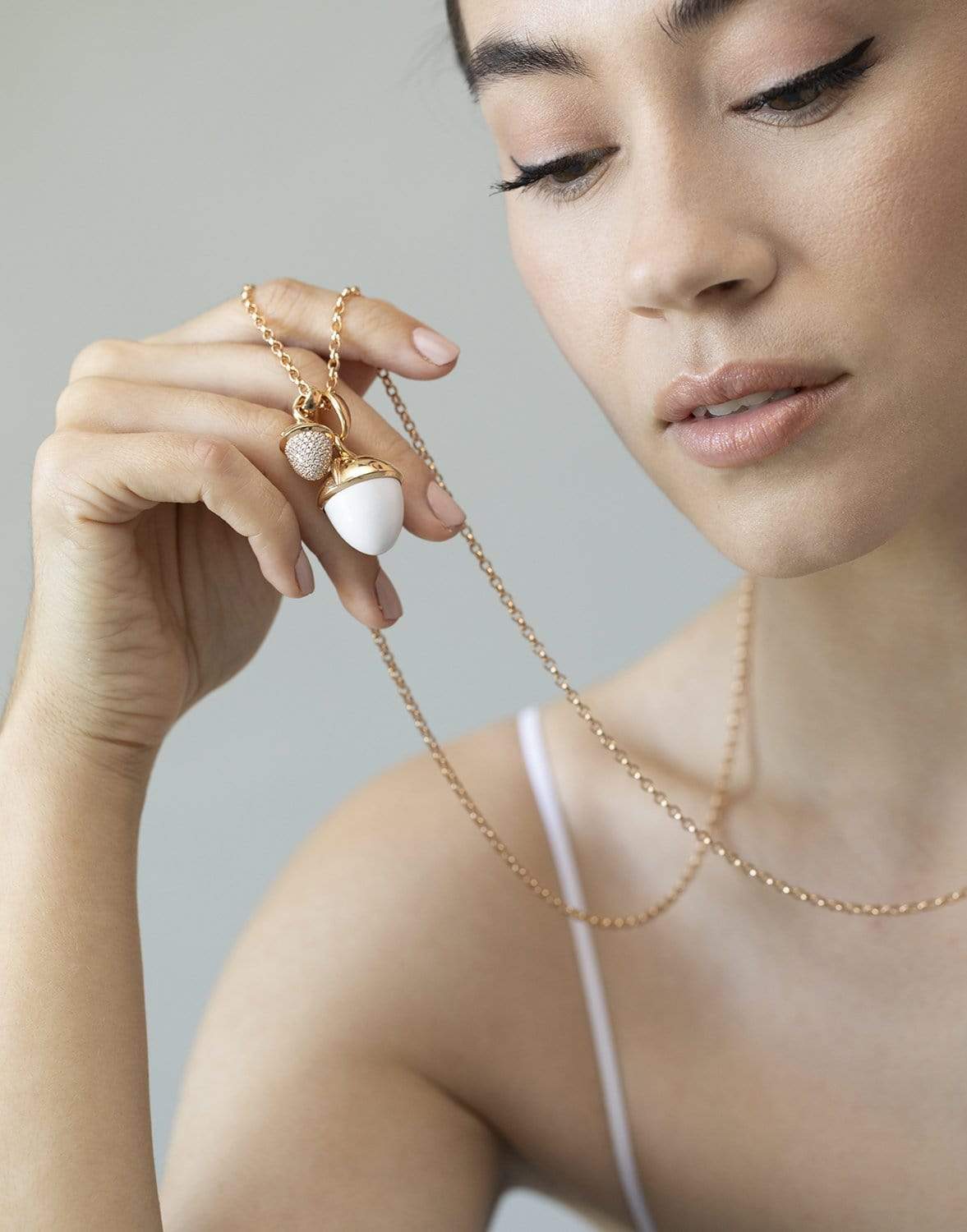TAMARA COMOLLI-XL Cacholong Mikado Bouquet Pendant-ROSE GOLD