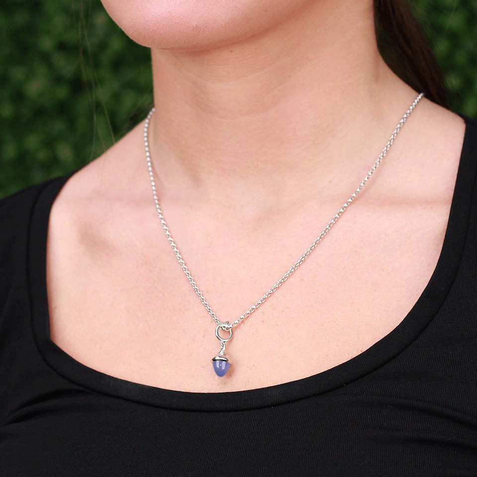 TAMARA COMOLLI-Blue Chalcedony Mikado Flamenco Pendant-WHITE GOLD