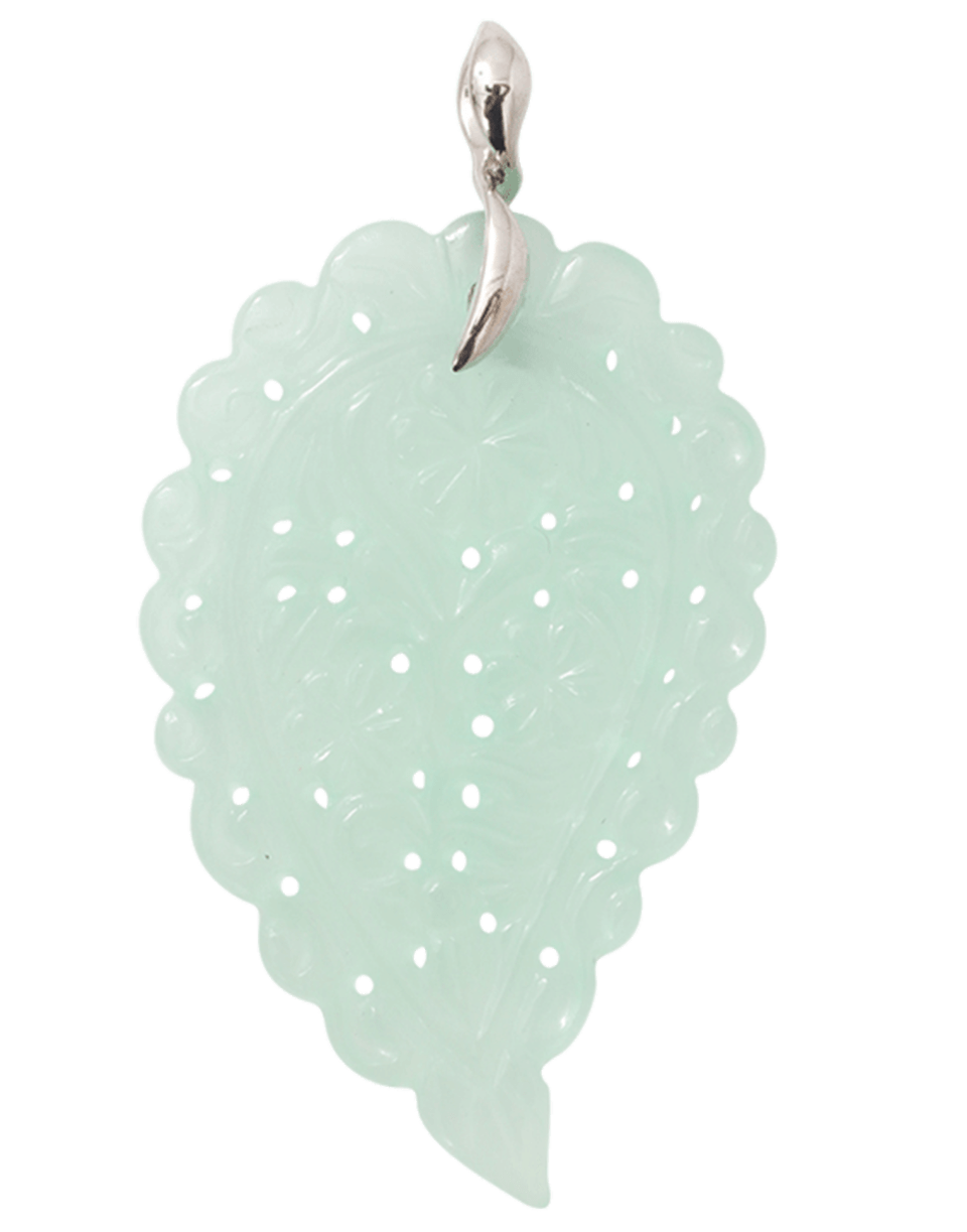 TAMARA COMOLLI-Large Aqua Chalcedony Carved India Pendant-WHITE GOLD