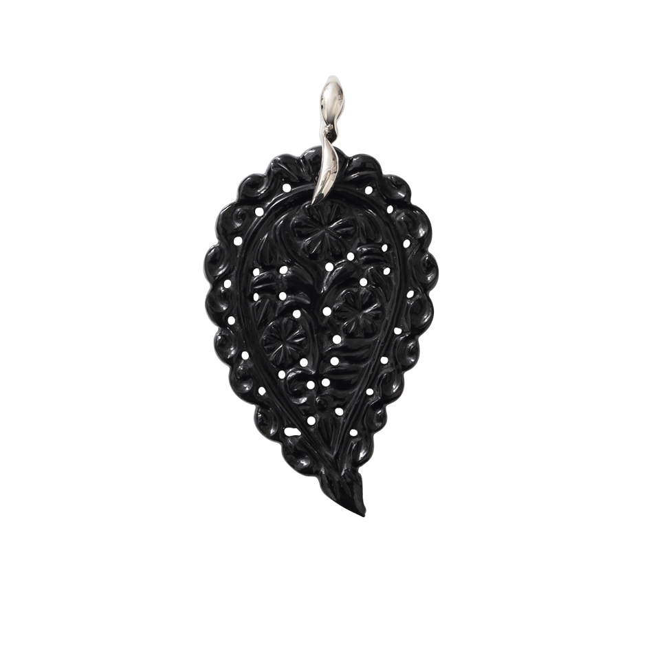 TAMARA COMOLLI-Large Black Onyx India Pendant-WHITE GOLD