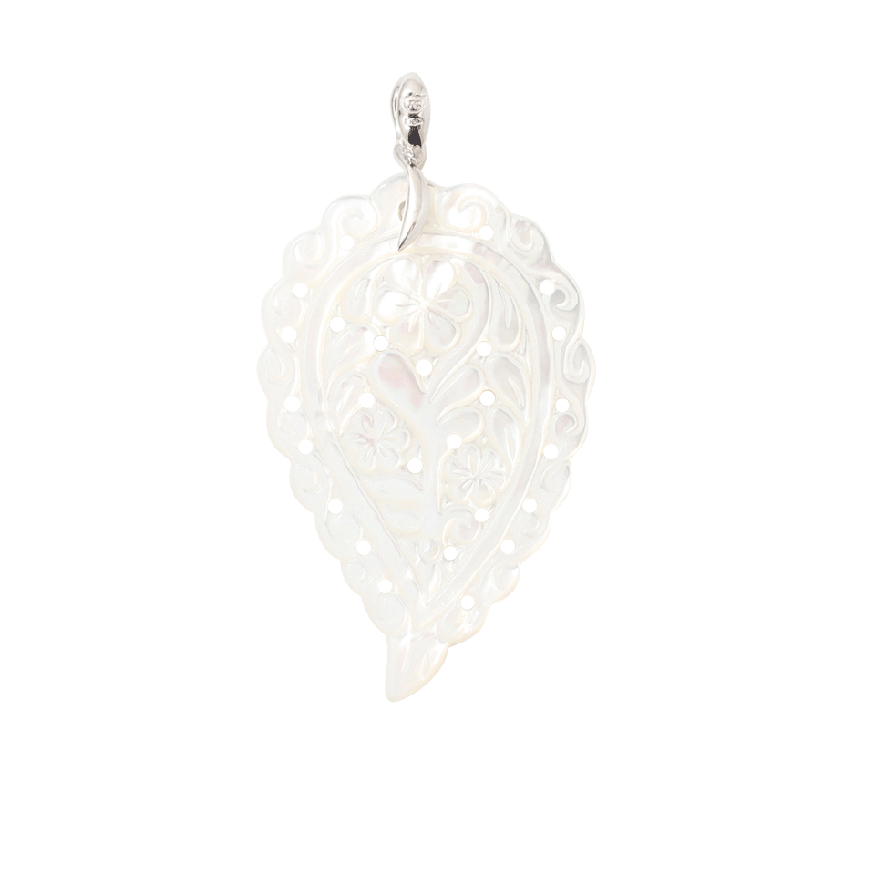 TAMARA COMOLLI-Large Carved Mother Of Pearl India Pendant-WHITE GOLD