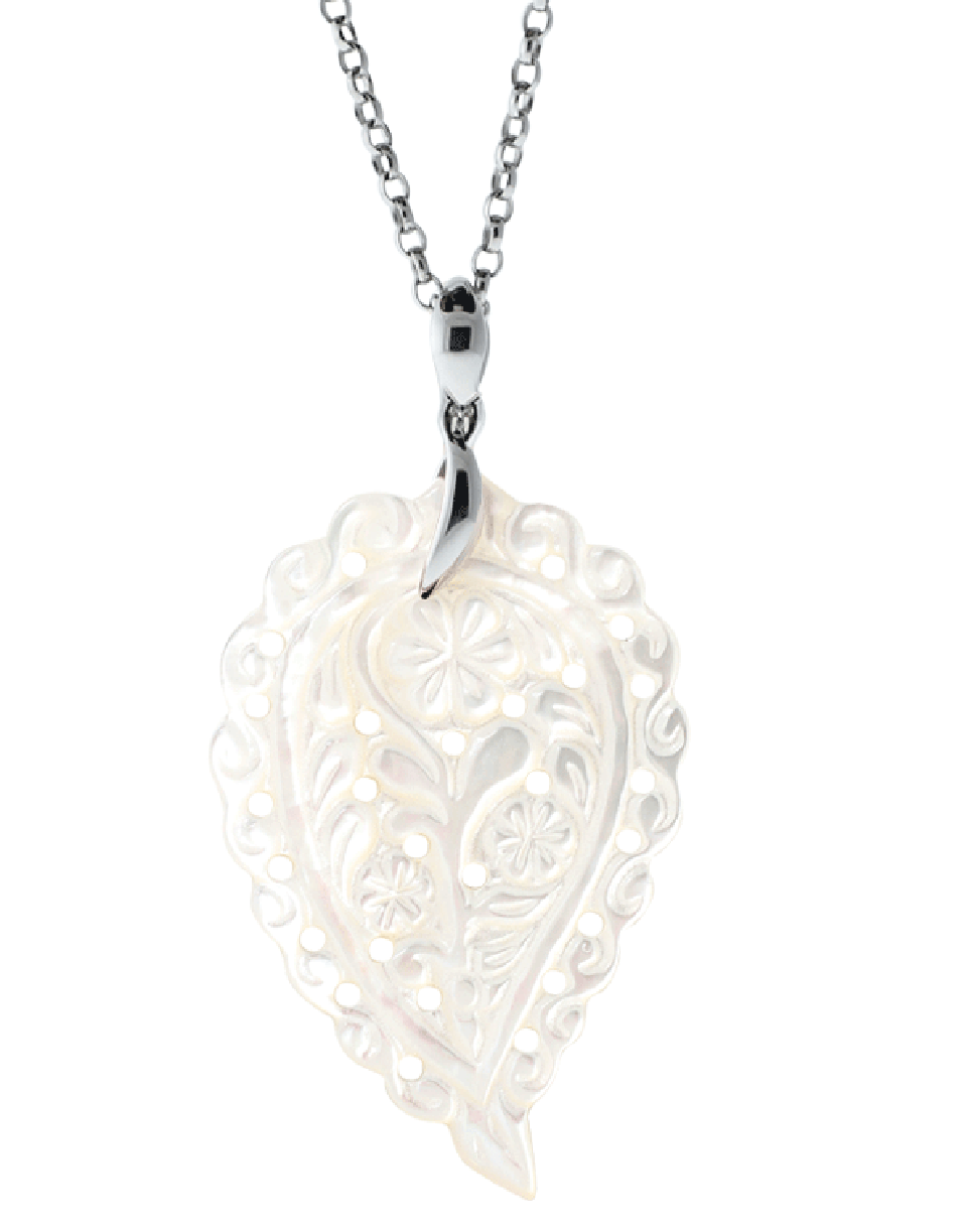 TAMARA COMOLLI-Large Mother of Pearl India Pendant-WHITE GOLD