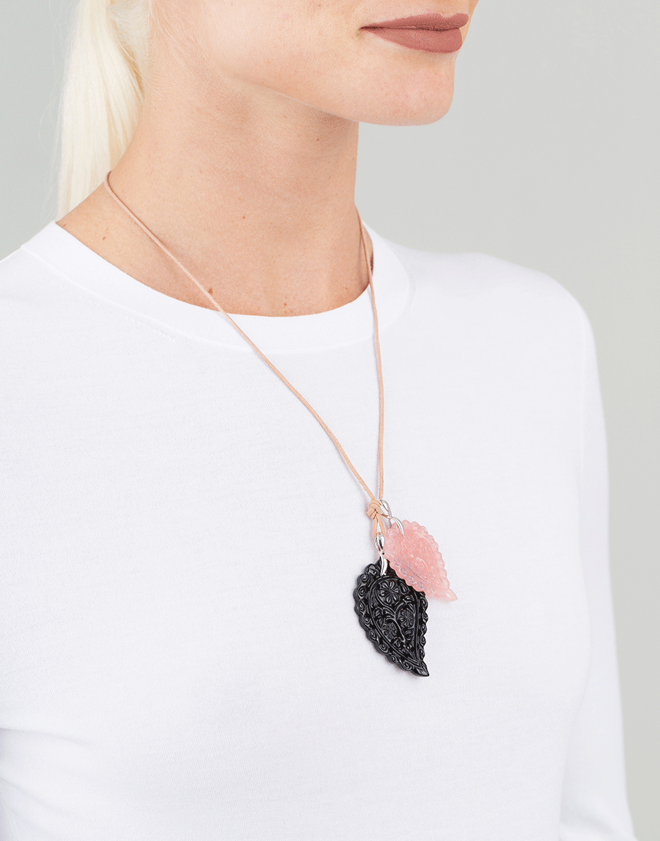 TAMARA COMOLLI-Large Onyx Carved India Pendant-WHITE GOLD