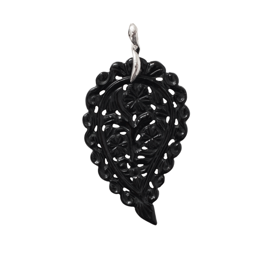 TAMARA COMOLLI-Large Onyx Carved India Pendant-WHITE GOLD