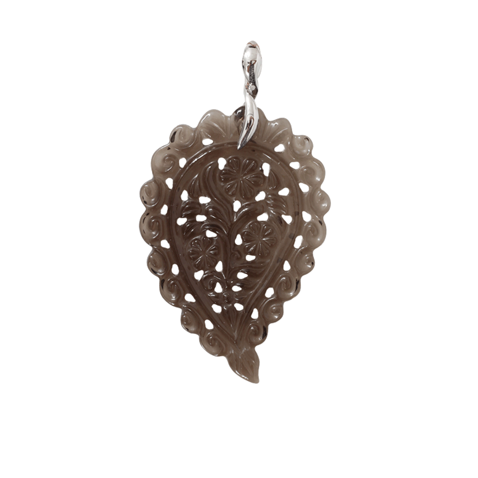 TAMARA COMOLLI-Large Smokey Quartz Carved India Pendant-WHITE GOLD