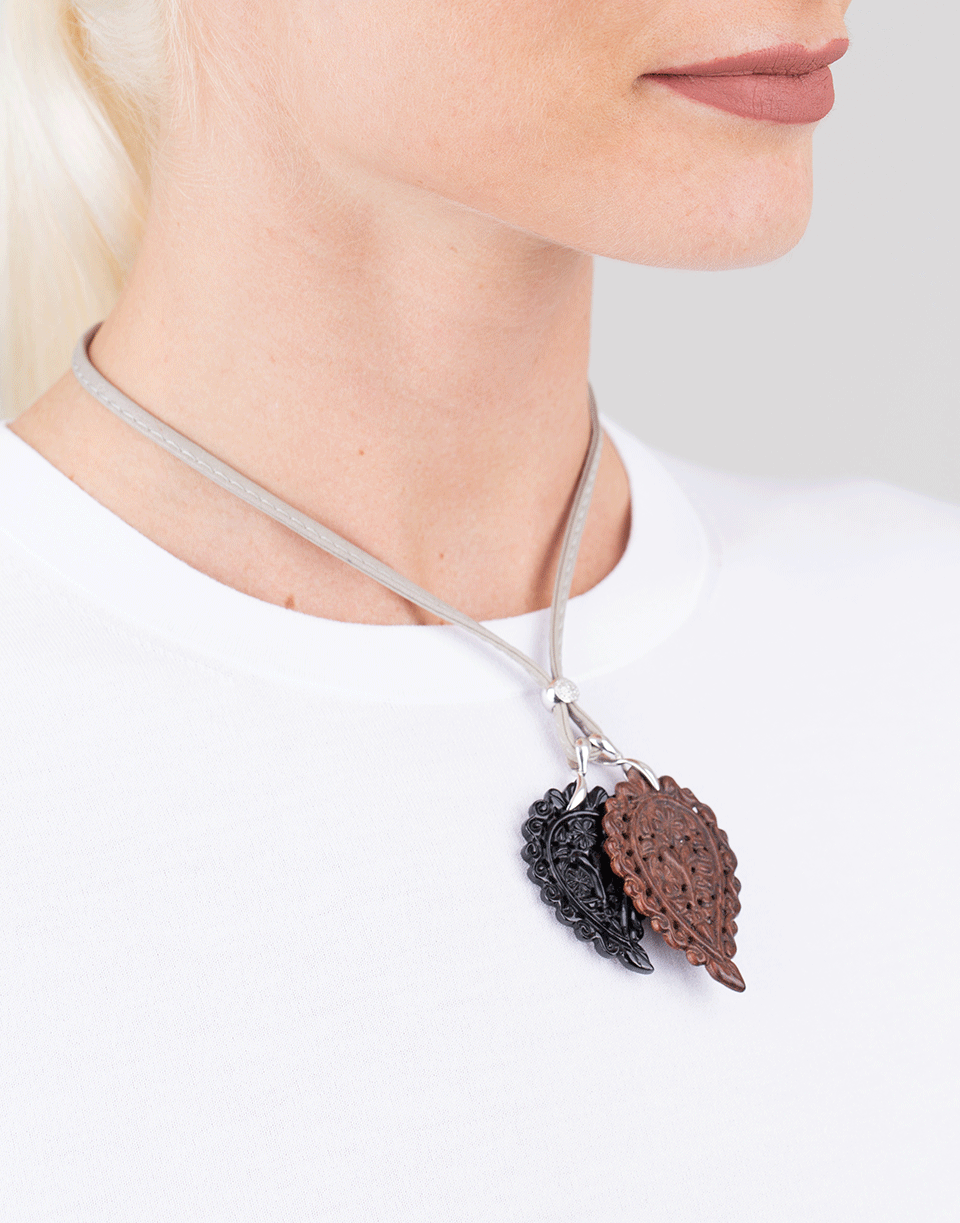 TAMARA COMOLLI-Large Snake Wood India Pendant-WHITE GOLD