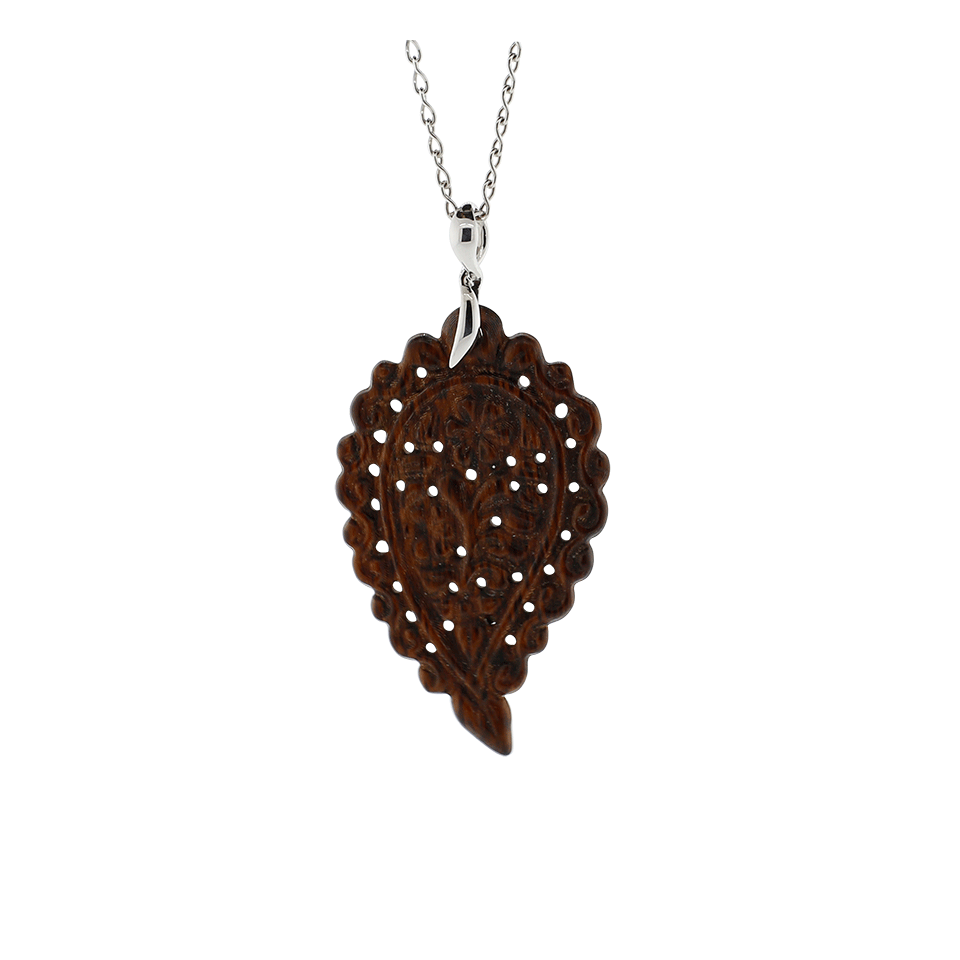 TAMARA COMOLLI-Large Snake Wood India Pendant-WHITE GOLD
