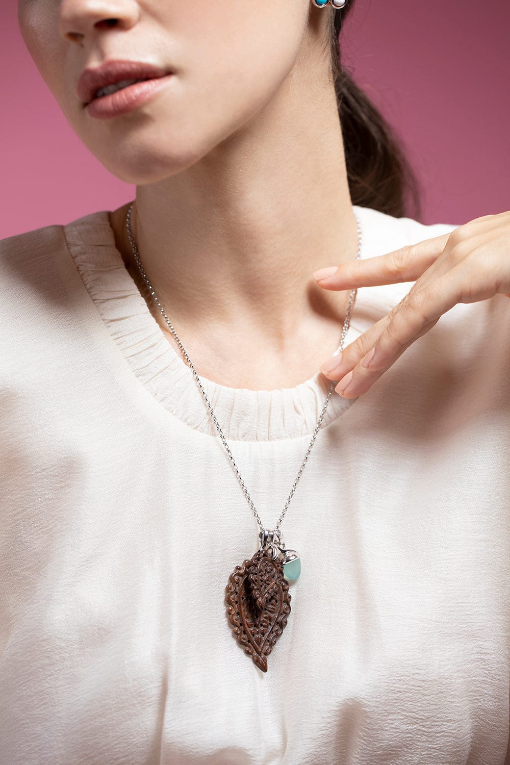 TAMARA COMOLLI-Large Snakewood India Pendant-WHITE GOLD