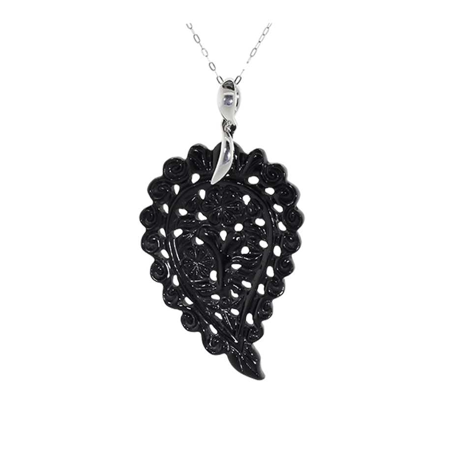 TAMARA COMOLLI-Medium Carved Black Onyx India Pendant-WHITE GOLD