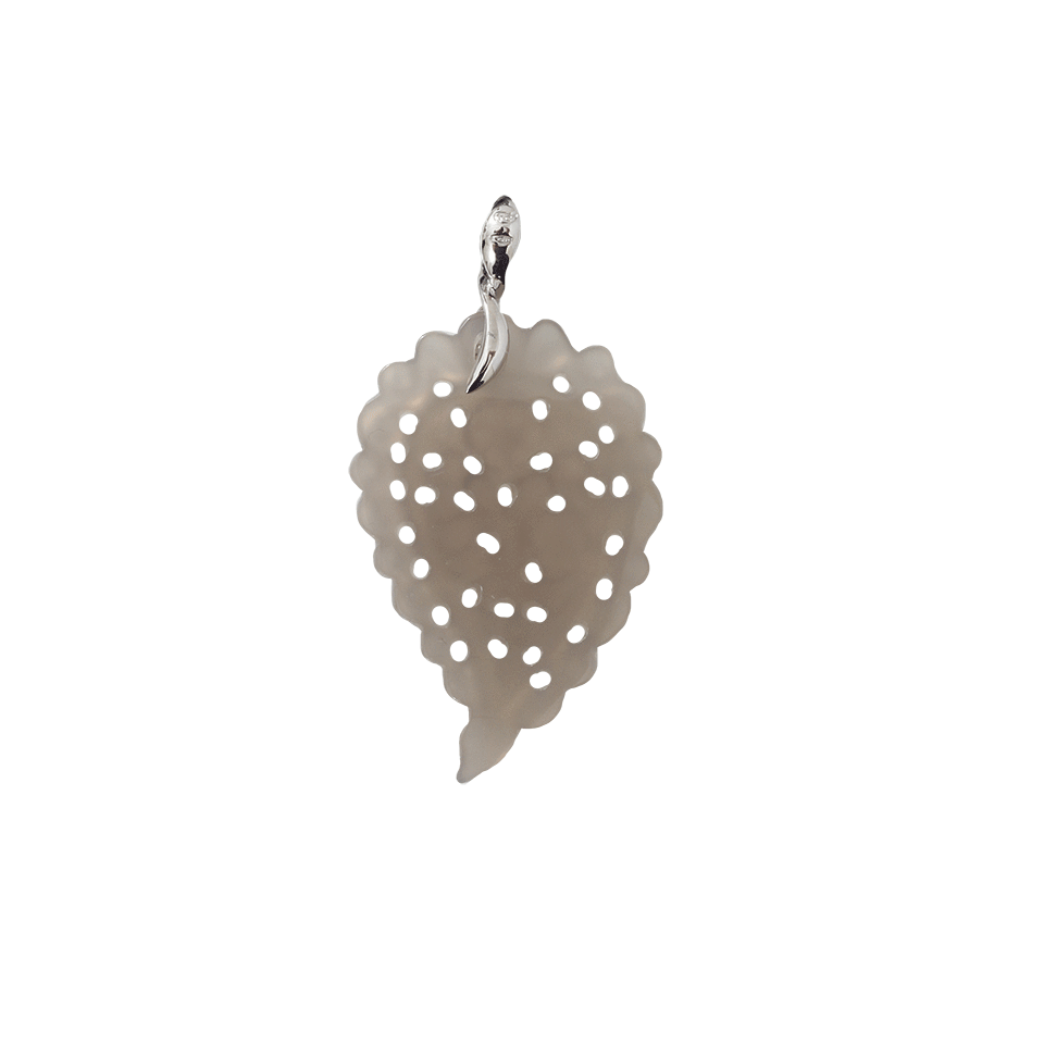 TAMARA COMOLLI-Medium Carved Grey Chalcedony India Pendant-WHITE GOLD