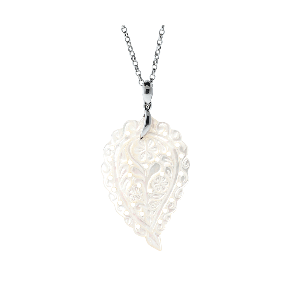 TAMARA COMOLLI-Medium Carved Mother Of Pearl India Pendant-WHITE GOLD
