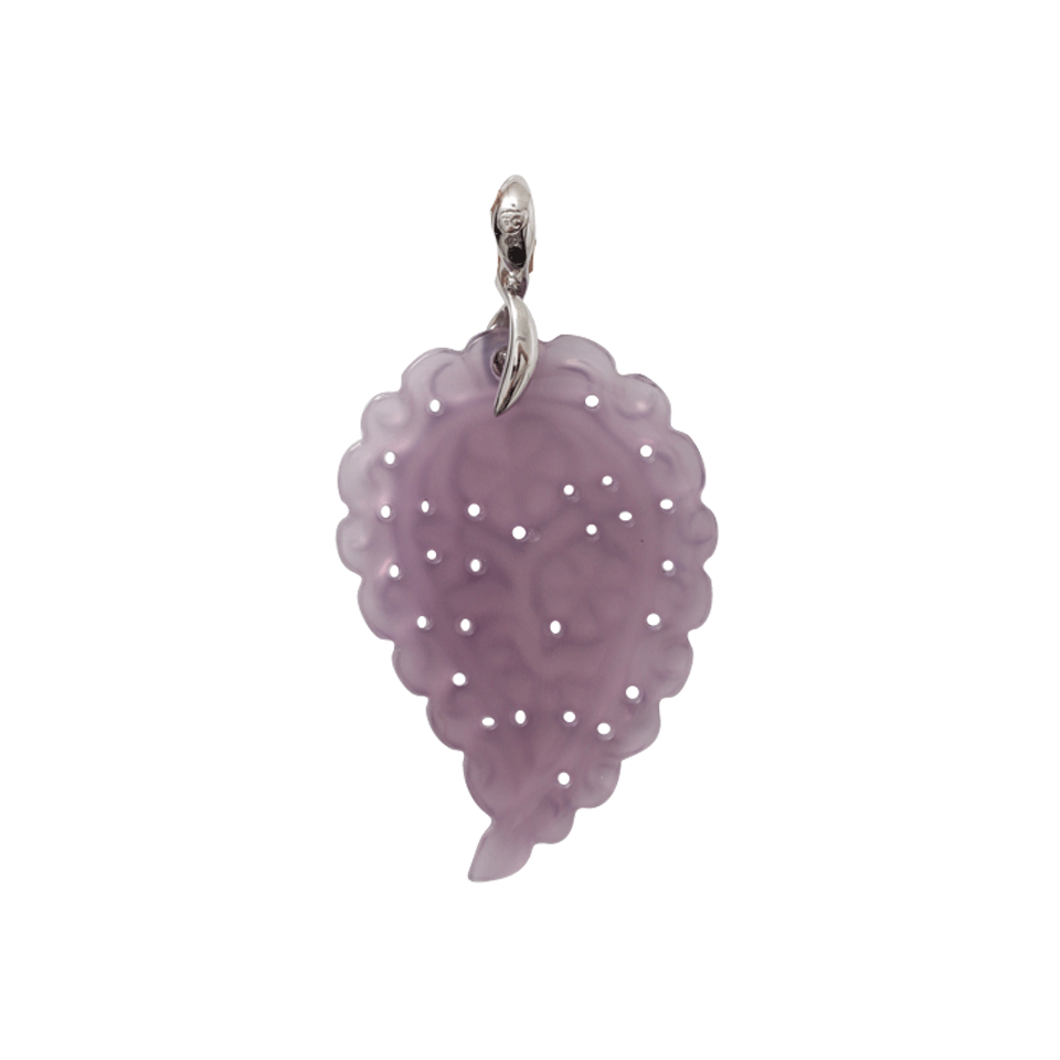 TAMARA COMOLLI-Medium Lavender Chalcedony Carved India Pendant-WHITE GOLD